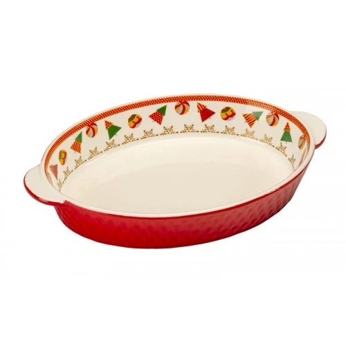 TEGLIA OVALE DECORO NATALIZIO CM.34