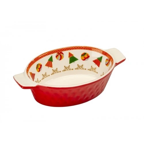 TEGLIA OVALE MINI DECORO NATALIZIO CM.19