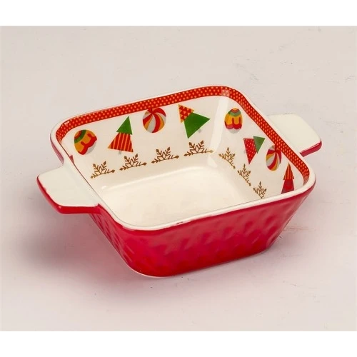 TEGLIA QUADRATA IN CERAMICA MINI - DECORAZIONE NATALE CM.17