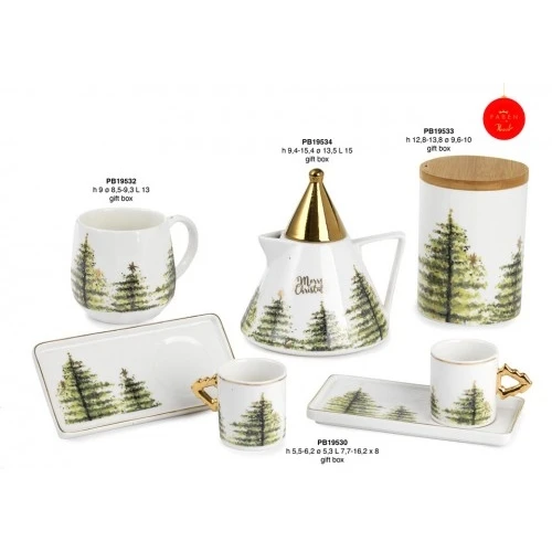 TEIERA ALBERI NATALE 15.4 CM. PORCELLANA G.BOX