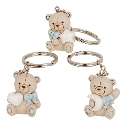 BOMBONIERA - TEO ORSO PORTACHIAVE CELESTE CM.4 
