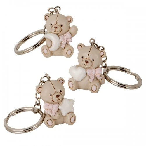 BOMBONIERA - TEO ORSO PORTACHIAVE ROSA CM.4