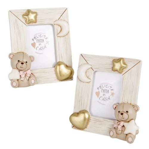 BOMBONIERA - TEO ORSO PORTAFOTO ROSA CM.10X12 