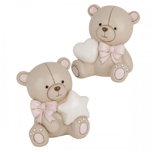 BOMBONIERA - TEO ORSO SALVADANAIO ROSA H.9 