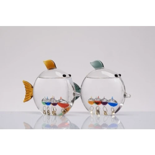 Bomboniera Solidale Matrimonio Cuorematto: Termometro Galileano in Vetro Pesciolino cm.6,5X9