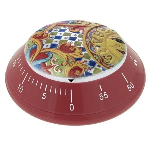 Bomboniera tema Sicilia - TIMER ROSSO CON DECORO SICILIANO 2