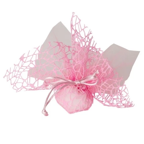 SACCHETTO RETE + VELO 25X25 ROSA 