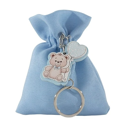 PORTACONFETTI TOYS BAG CON PORTACHIAVI ORSETTO CM.8X10 CELESTE 