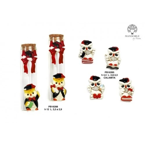 TUBETTO PORTA CONFETTI GUFO LAURA 12 CM. VETRO