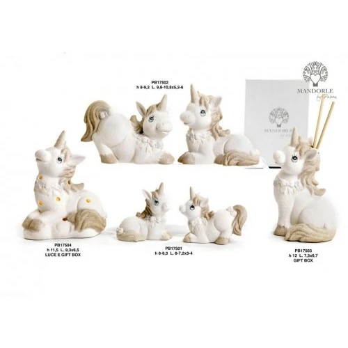 UNICORNO CON LUCE PORCELLANA CM.11,5