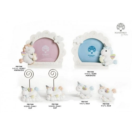 CLIP PORTAFOTO UNICORNO CELESTE 5.4 CM. RESINA
