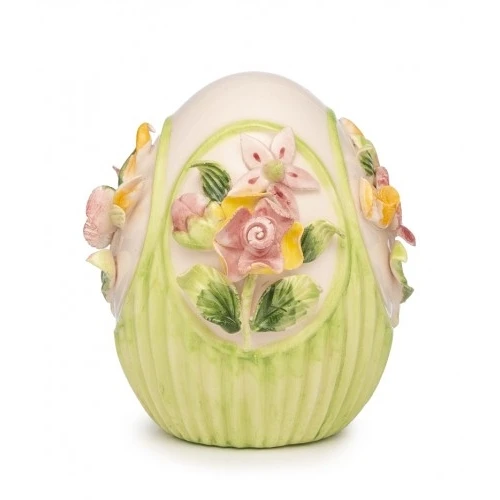 UOVO PASQUALE IN PORCELLANA DECORO FIORI A RILIEVO