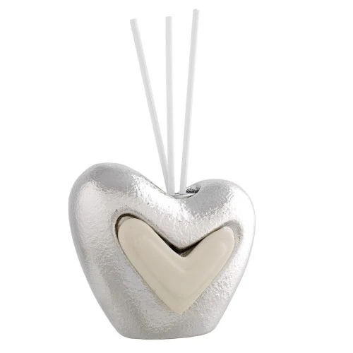 VASETTO ARGENTO CON BASTONCINI DIFFUSORI - CUORE