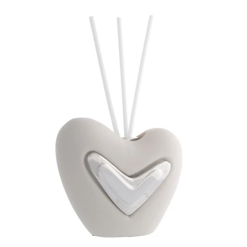 VASETTO BIANCO CON BASTONCINI DIFFUSORI - CUORE