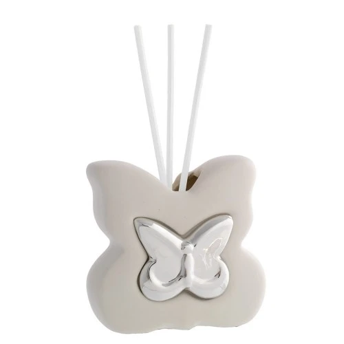 VASETTO BIANCO CON BASTONCINI DIFFUSORI - FARFALLA