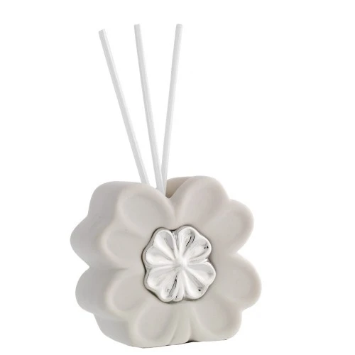 VASETTO BIANCO CON BASTONCINI DIFFUSORI - QUADRIFOGLIO