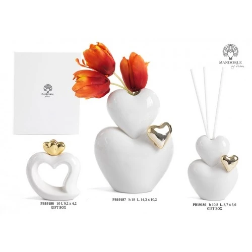 VASETTO CUORI 18 CM. PORCELLANA