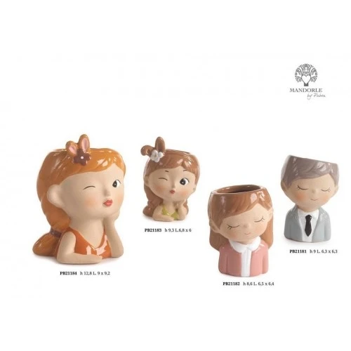 VASETTO MEZZOBUSTO RAGAZZA FA OCCHIOLINO 9.3 CM. PORCELLANA