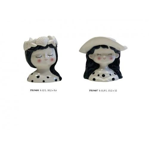 VASETTO RAGAZZA/CONCHIGLIE MEZZOBUSTO 12 CM. PORCELLANA