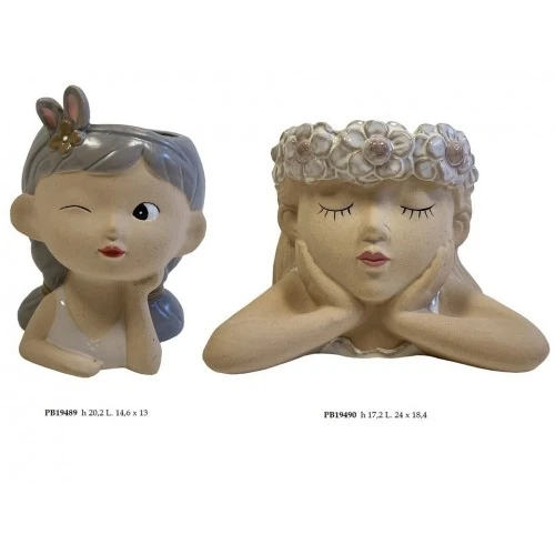 VASETTO RAGAZZA/FIORI MEZZOBUSTO 17.2 CM. PORCELLANA