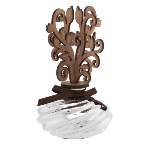 VASETTO TORCIGLIONE D. 8 CON DIFFUSORE IN LEGNO STILIZZATO