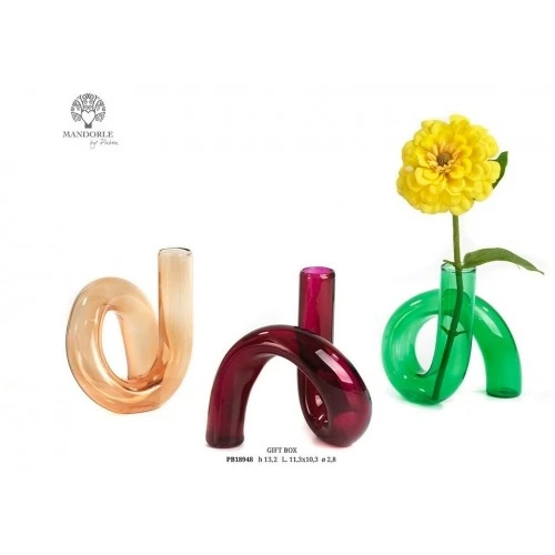 VASETTO TUBO RITORTO 13.2 CM. VETRO