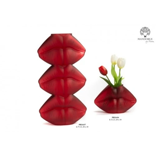 VASO A FORMA DI 3 BOCCHE SOVRAPPOSTE 37.2 CM. VETRO