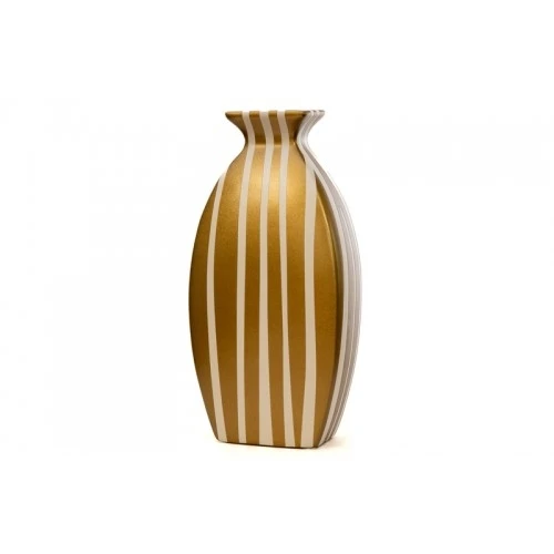 VASO AVORIO - RIGHE ORO 17X11X36