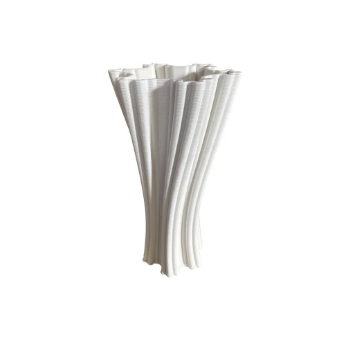 Vaso Moderno Bianco a Forma di Y – Design Geometrico con Texture Scanalata 3D