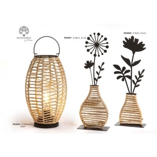 VASO DI FIORI ETNICO STIL. 34.5 CM. METALLO CORDA