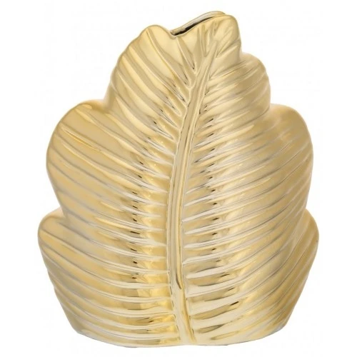 VASO FOGLIA FESTONATA H. 18 ORO