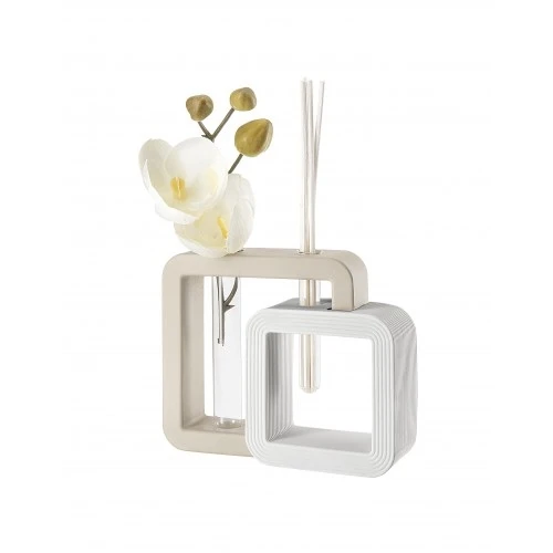 VASO PROFUMATORE QUADRO 10X13 NOCCIOLA/BIANCO