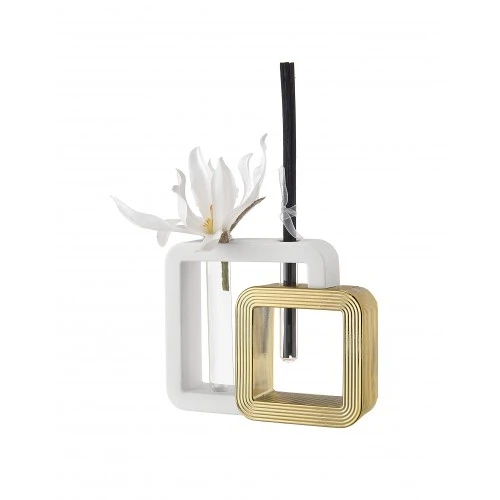 VASO PROFUMATORE QUADRO 10X13 BIANCO/ORO