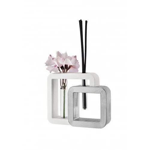 VASO PROFUMATORE QUADRO 10X13 BIANCO/ARGENTO