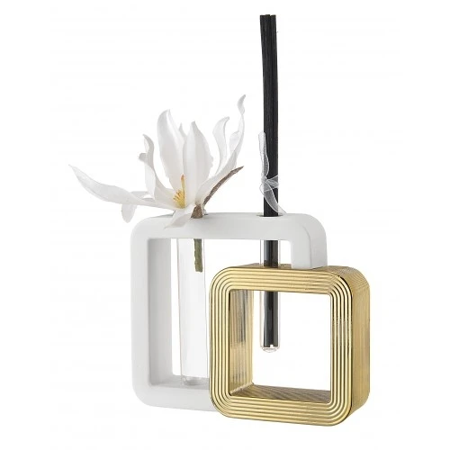 VASO PROFUMATORE QUADRO 27X23 BIANCO/ORO
