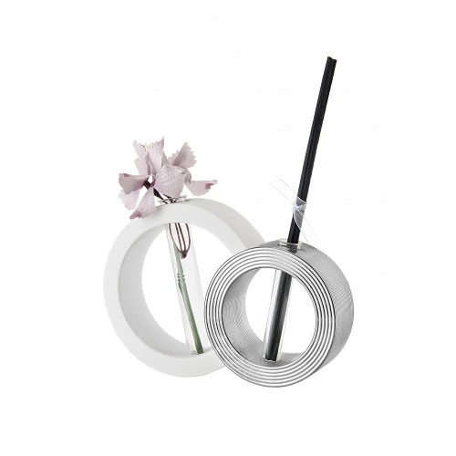 VASO PROFUMATORE TONDO 15X10 BIANCO/ARGENTO