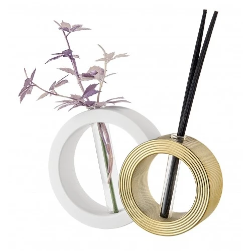 VASO PROFUMATORE TONDO 21X30 BIANCO/ORO