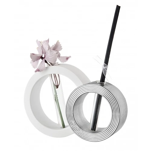 VASO PROFUMATORE TONDO 21X30 BIANCO/ARGENTO