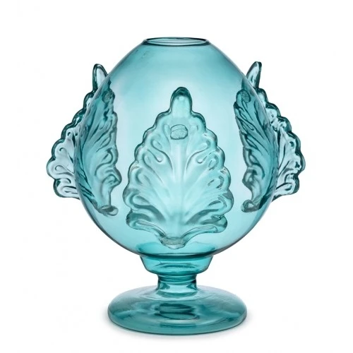 VASO PUMO VETRO AZZURRO CM.25