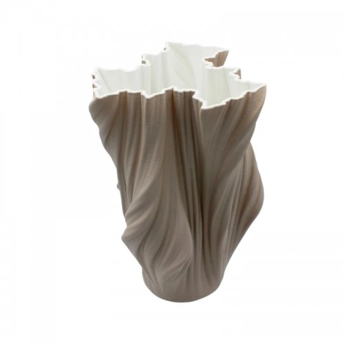 Vaso in porcellana bianco e tortora