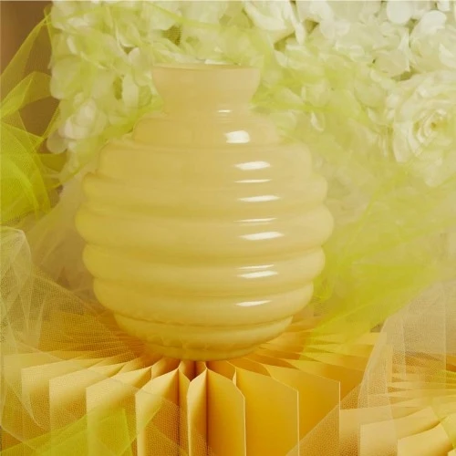 Vaso Tondo Claraluna in Vetro Giallo cm.18x20