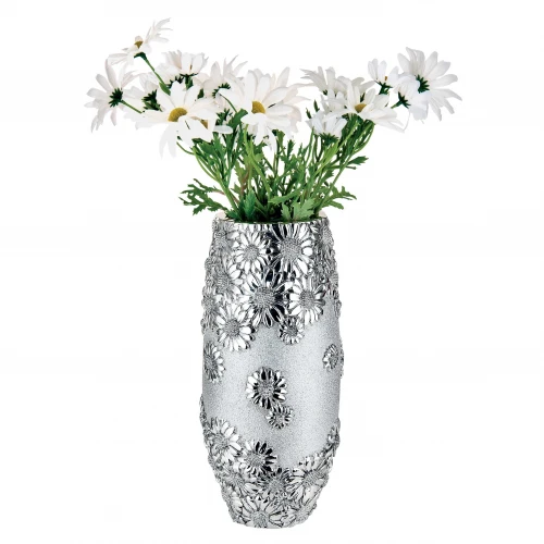 VASO TONDO MARGHERITE H.30 ARGENTO