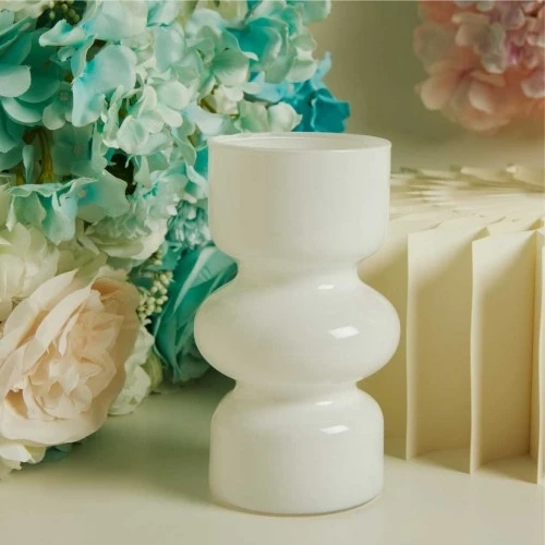 VASO CLARALUNA TUBO BIANCO IN VETRO CM.9X18