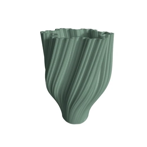 Vaso in Ceramica a Righe 3D: Design Contemporaneo e Texture Materica - Cm. 32 Verde