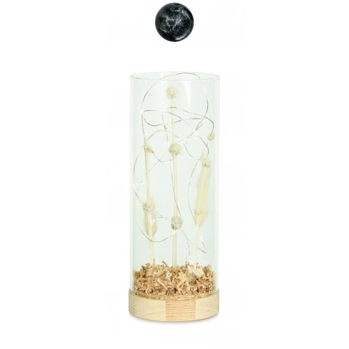 VASO VETRO CON LED E FIORI