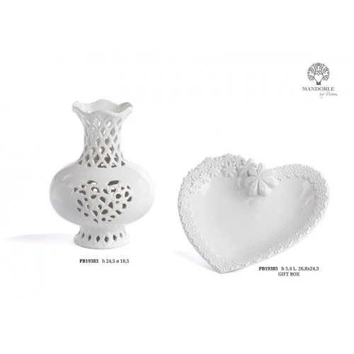 VASSOIO CUORE FIORI 26.8 CM. CERAMICA