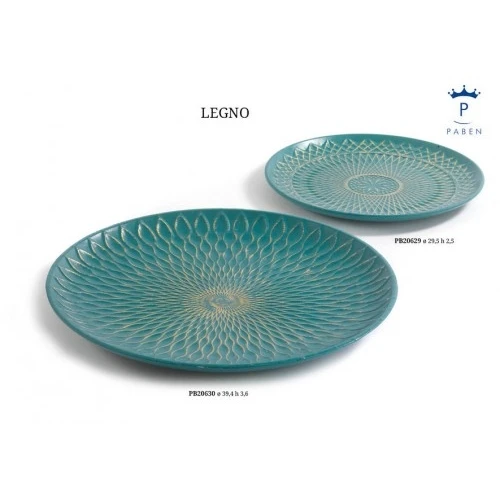 VASSOIO TONDO VERDE ORO 29.5 CM. LEGNO