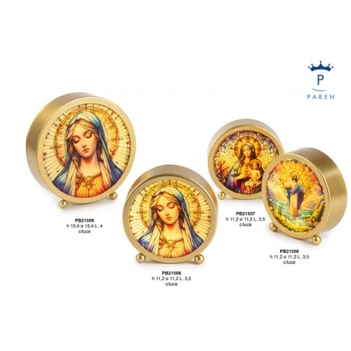 VETRATA GOTICA VOLTO DELLA MADONNA 15.4 CM. PLASTICA METALLO