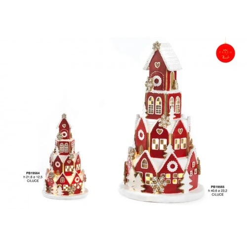 VILLAGGIO DI PAN DI ZENZERO 21.6 CM. RESINA LUCE