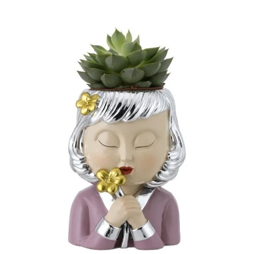 VISO DI DONNA CON FIORE PORTAVASO H. 11,5